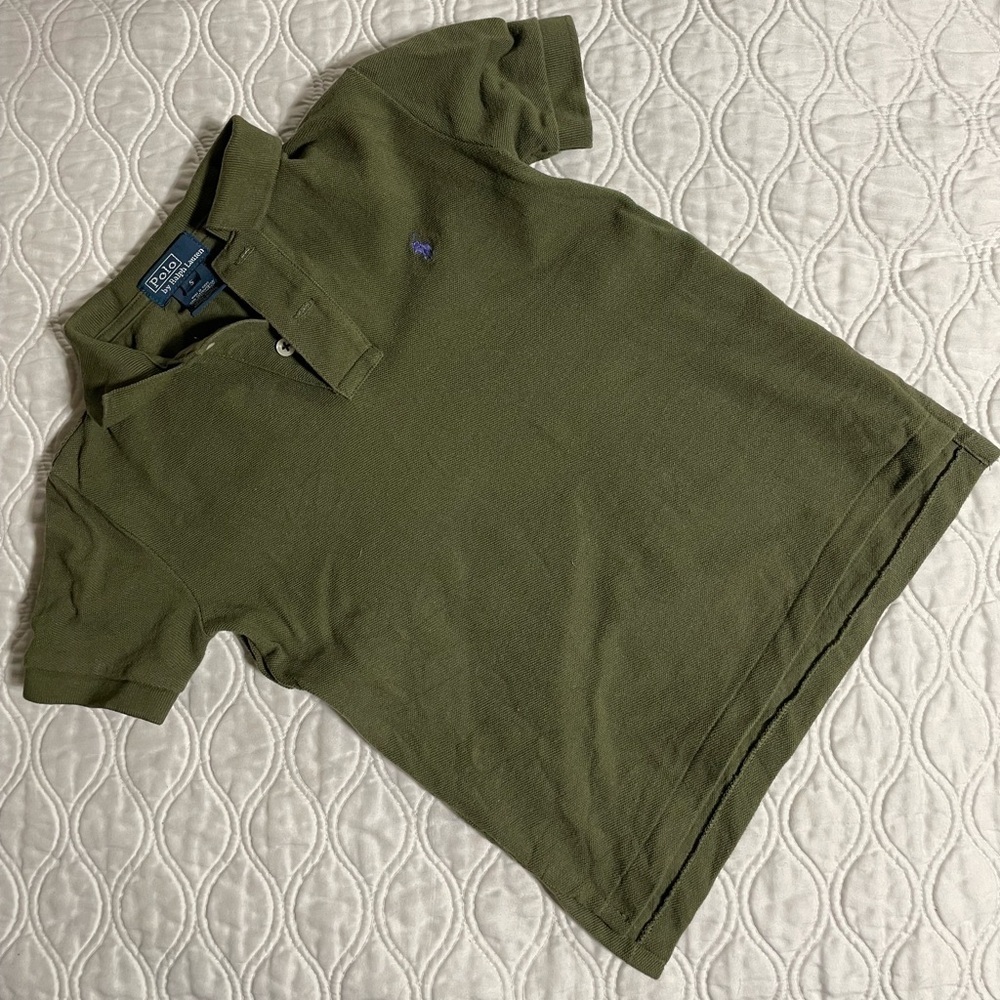 Polo Ralph Lauren Polo Shirt Youth 5 Olive Green Short Sleeve Collared Pony Logo